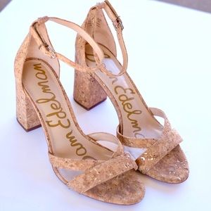 Sam Edelman block heel sandals in metallic cork s9